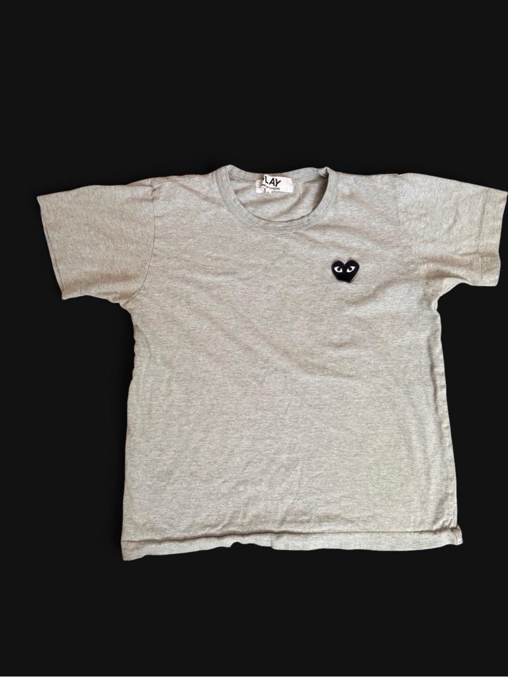 Comme des Garcons Grey Tee with Black Heart Patch